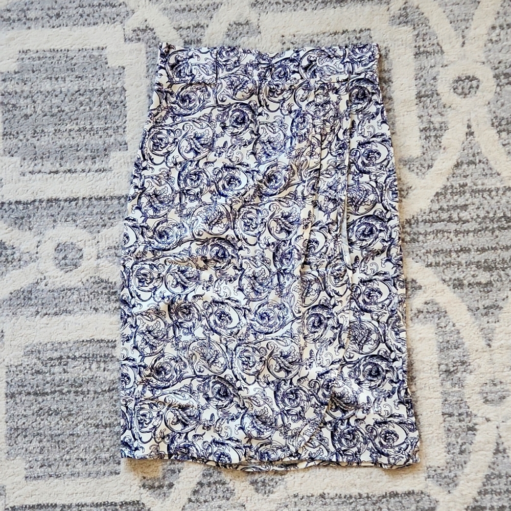 Fitted faux wrap skirt